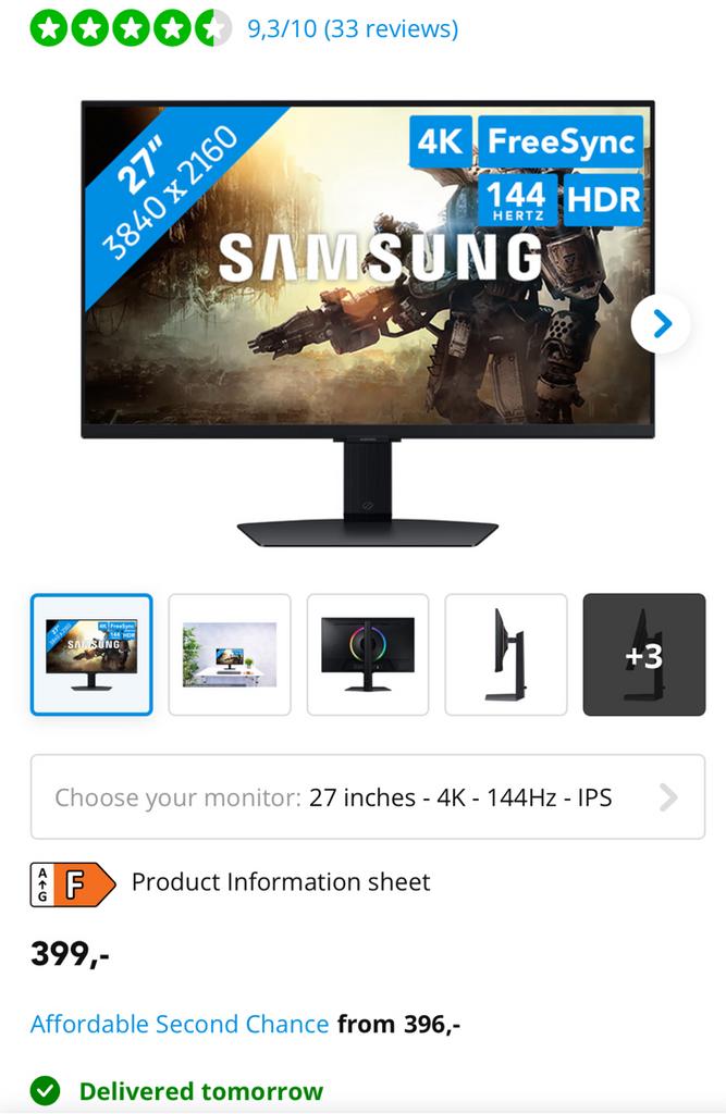 Samsung Odyssey G7 LS27DG702EUXEN, Gaming, HD, IPS, Comme neuf