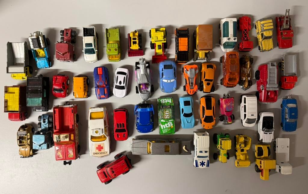 Lot 47 voitures Majorette-Matchbox-Hotwheels et autres, Enlèvement ou Envoi, Utilisé, Voiture, Matchbox