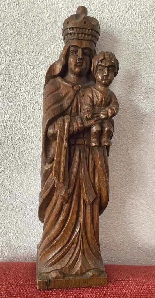 Madonna met kind - houten beeld, Antiek en Kunst, Ophalen of Verzenden