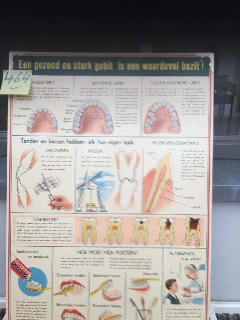 Retro schoolkaart - Gezond gebit - Kaart 464, Ophalen of Verzenden, Gebruikt