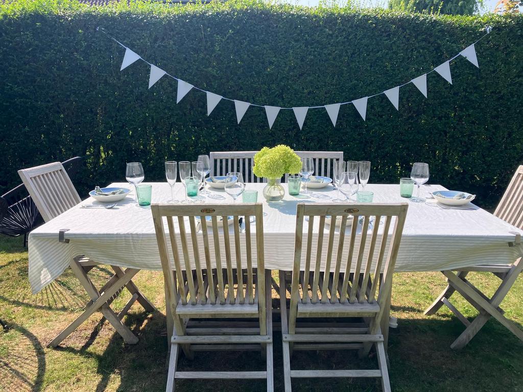 Table de jardin en teck et 6 chaises en teck, Enlèvement, Utilisé, Rectangulaire, Bois de teck