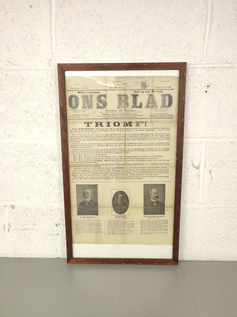 Affiche 'ons blad' 1904 - overwinning liberalen, Collections, Enlèvement ou Envoi