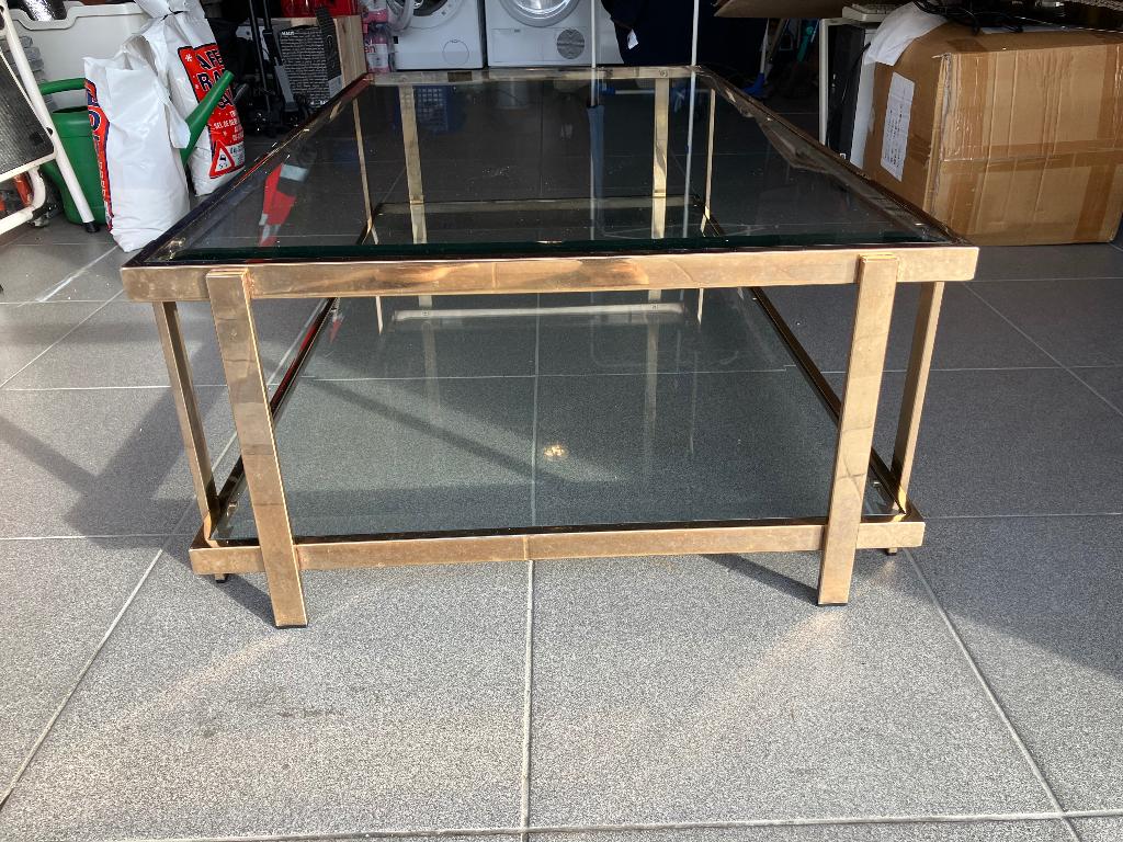 Salon tafel glas metaal, Huis en Inrichting, Gebruikt, 100 tot 150 cm, Glas, Minder dan 50 cm