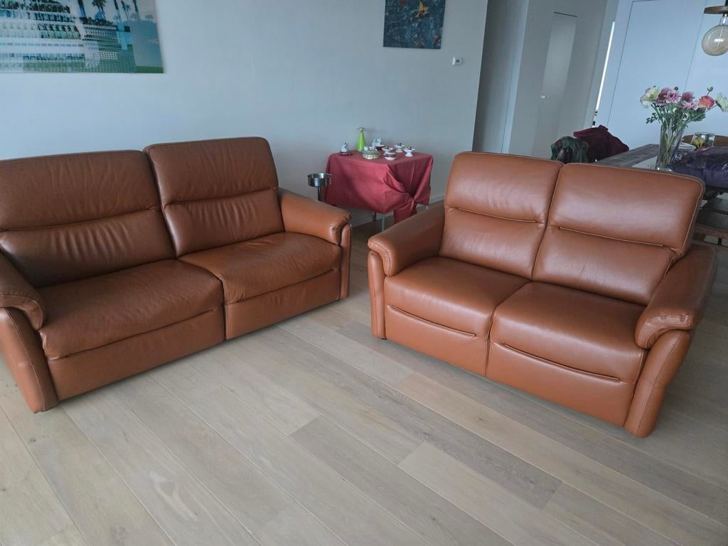 Salon en cuir de luxe de qualité, un à trois places et un à, Maison & Meubles, Enlèvement ou Envoi, Neuf, Cuir, Modern