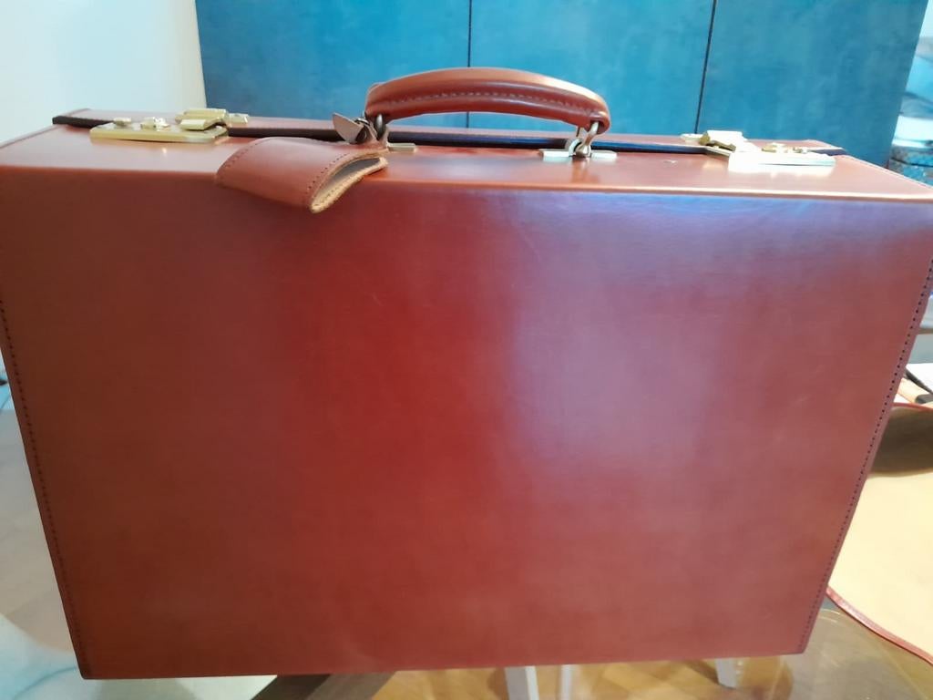 DEGAND – Mallette vintage cuir véritable – état 100%, Enlèvement ou Envoi, Cuir