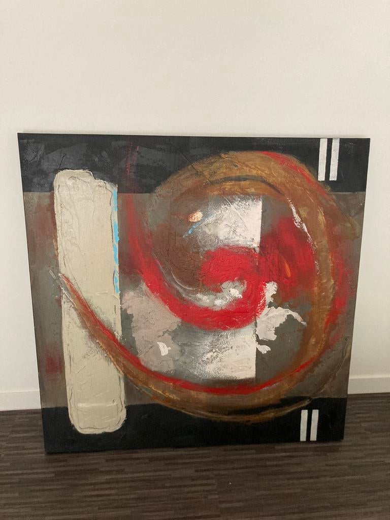 Canvas schilderij abstract rood zwart, Ophalen