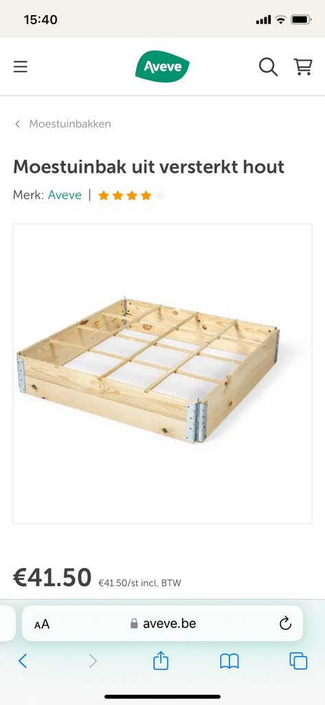 Houten kweekbak aveve, Enlèvement, Neuf