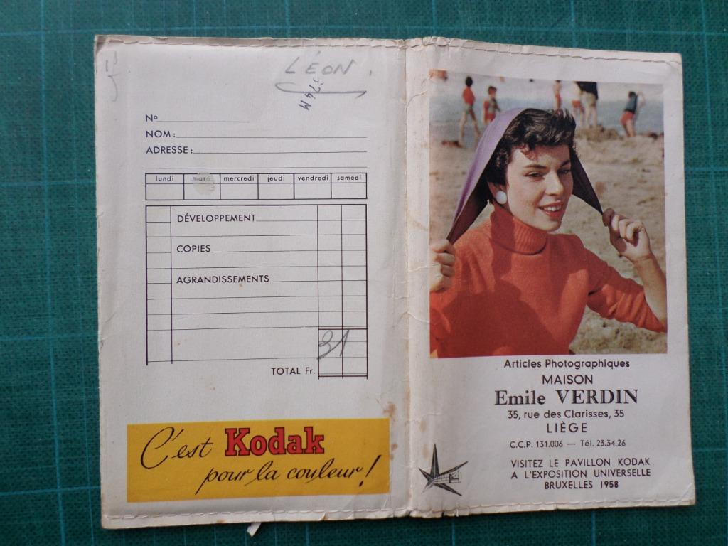 Kodak - 4 pochettes photographiques - 1958..., Collections, Marques & Objets publicitaires, Enlèvement ou Envoi, Utilisé, Autres types