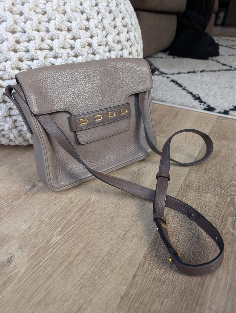 Sac à bandoulière Delvaux Frimaire en marron clair avec miro, Enlèvement ou Envoi, Utilisé, Brun, Sac à bandoulière