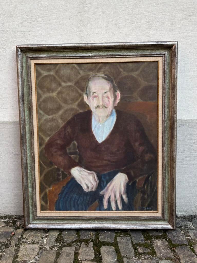 Olie op canvas portret door Hans Kitslaar (1944-2020), Antiek en Kunst, Kunst | Schilderijen | Klassiek, Ophalen