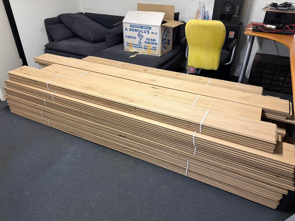 Massieve eiken parket (65m2), Doe-het-zelf en Bouw, Ophalen, Zo goed als nieuw, Parket