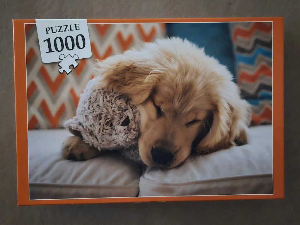 Puzzel 1000 1.000st.“Sweet puppy dog”, Ophalen of Verzenden, 500 t/m 1500 stukjes, Zo goed als nieuw, Legpuzzel
