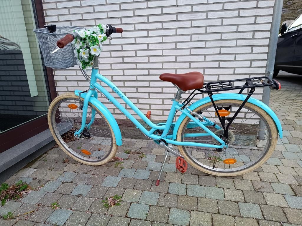 24 inch meisjesfiets, blauw, met mandje, Ophalen