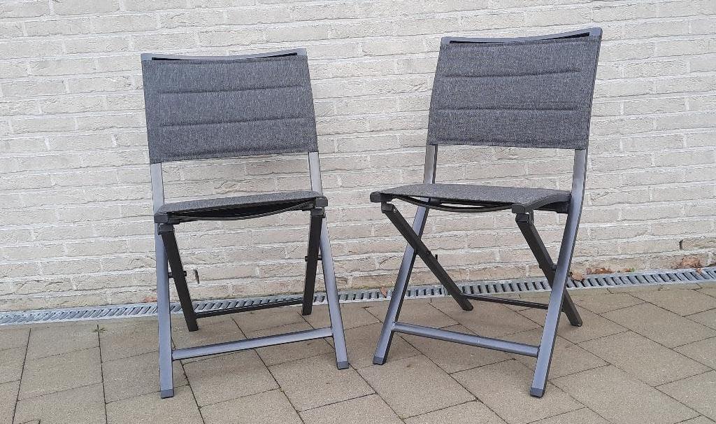 2 Aluminium klapstoelen antraciet, Ophalen, Zo goed als nieuw, Aluminium, Inklapbaar