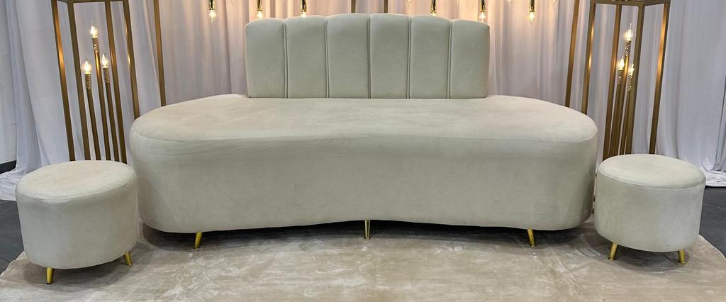 Banquette + 2 poufs, Enlèvement, Comme neuf