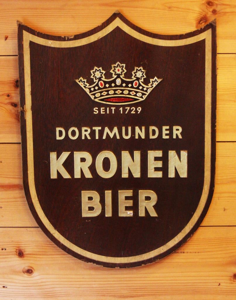 Vintage Dortmunder Kronenbier Reclamebord Uit Hard Karton, Ophalen of Verzenden, Gebruikt, Reclamebord, Plaat of Schild