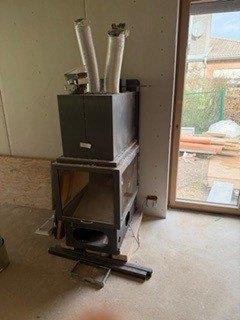 Cheminée avec foyer Totem EPI 900 3 faces, Maison & Meubles, Enlèvement, Utilisé, Encastré, Cheminée au bois