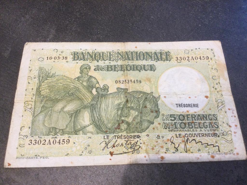 Belgique 50 Frank 16.03.38, Timbres & Monnaies, Billets de banque | Belgique, Enlèvement ou Envoi