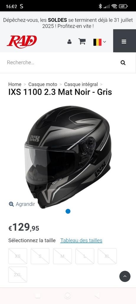 Casque de moto IXS taille S, Motos, Enlèvement, S, Casque intégral