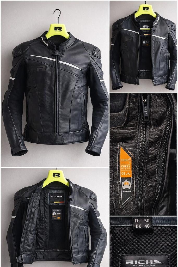 Veste de moto en cuir Richa Stradale - protection D3O - tail, Motos, Manteau | cuir, Neuf, sans ticket, Hommes, Richa