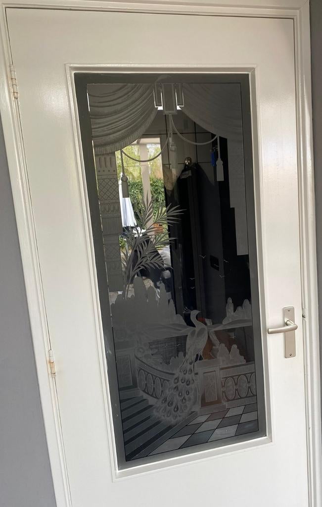 Deuren met antiek geslepen glas 2 stuks, Ophalen