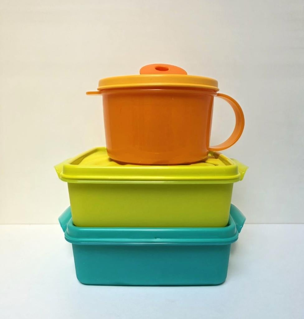 Tupperware™ « 2 Boites + Tasse CrystalWave », Envoi, Utilisé, Bleu, Boîte