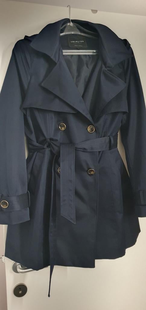 Trenchcoat-regenjas met kap dames in nieuwstaat!Topper., Verzenden, Zo goed als nieuw, Maat 42/44 (L), Blauw