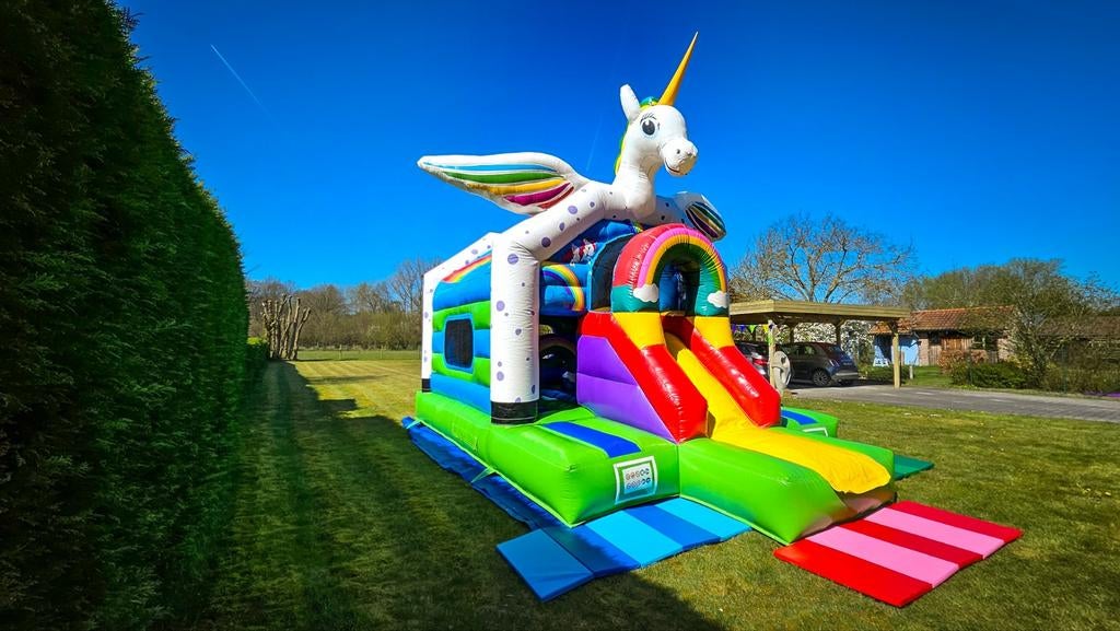Springkasteel Unicorn te huur, Hobby en Vrije tijd, Feestartikelen | Verhuur, Ophalen