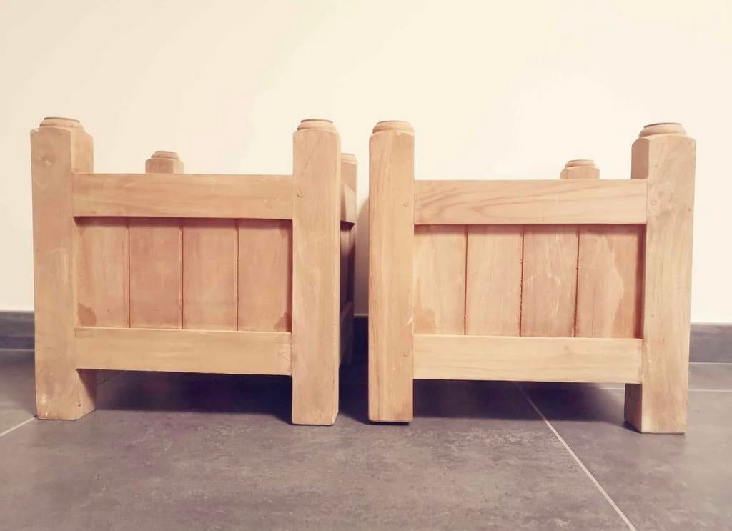 Bloembakken - Teak, Ophalen, Minder dan 60 cm, Vierkant, Nieuw