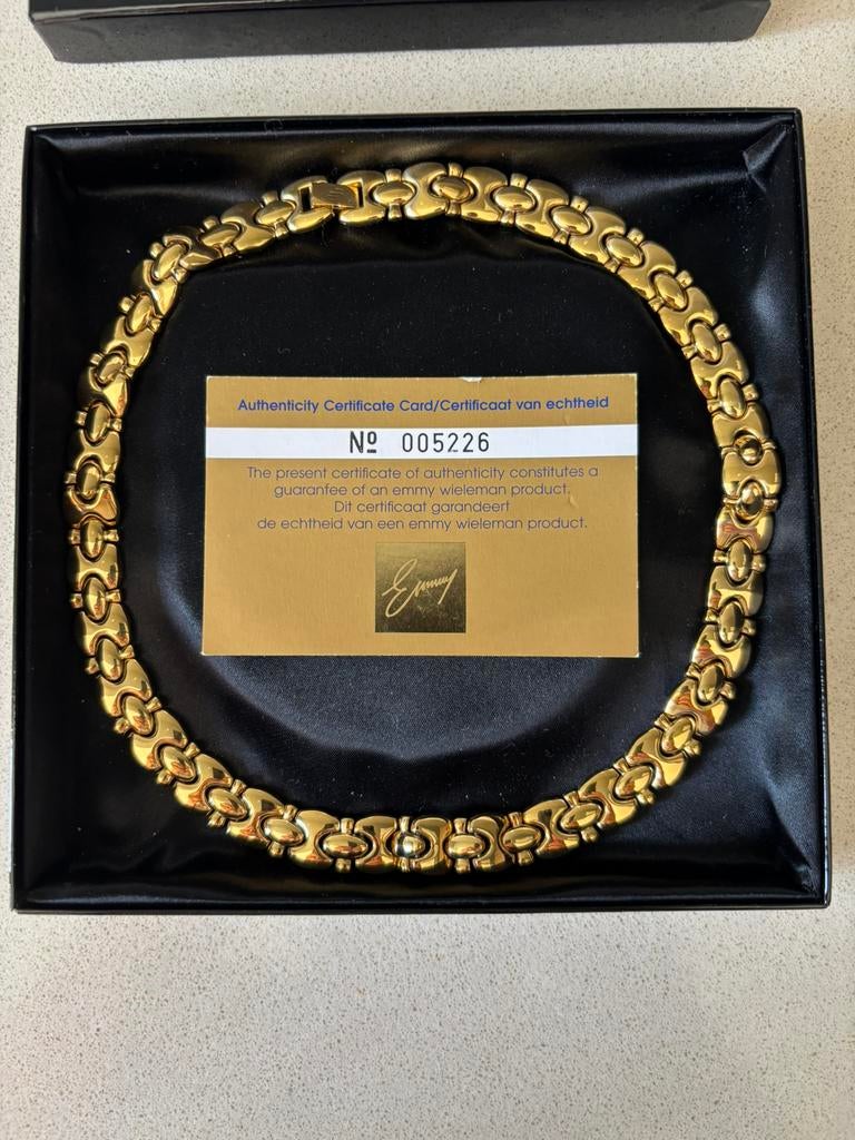 Vergulde design ketting - Emmy Wieleman  met certificaat, Bijoux, Sacs & Beauté, Colliers, Comme neuf, Enlèvement