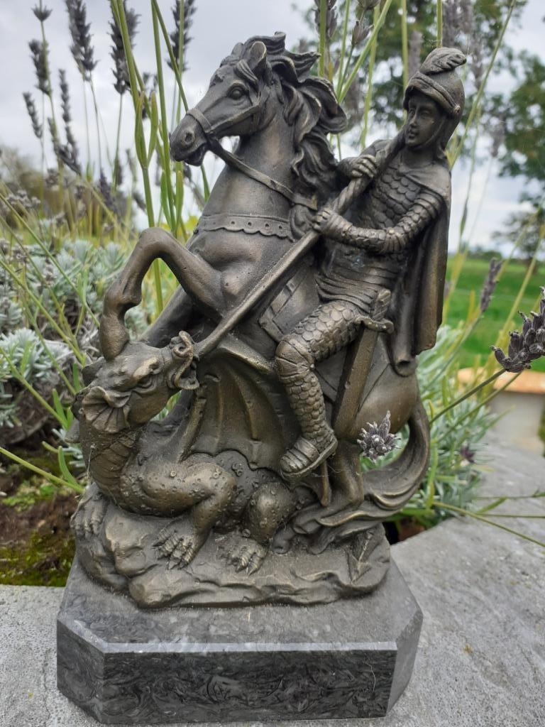 SUPERBE STATUE DE ST GEORGES TERRASSANT LE DRAGON, Enlèvement ou Envoi, Bronze