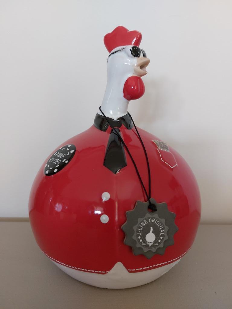 Grote J-LINE kip POKER PLAYER (NIEUW) + kleine kip DOLLARS, Enlèvement ou Envoi, Neuf, Porcelaine, Statue(s)