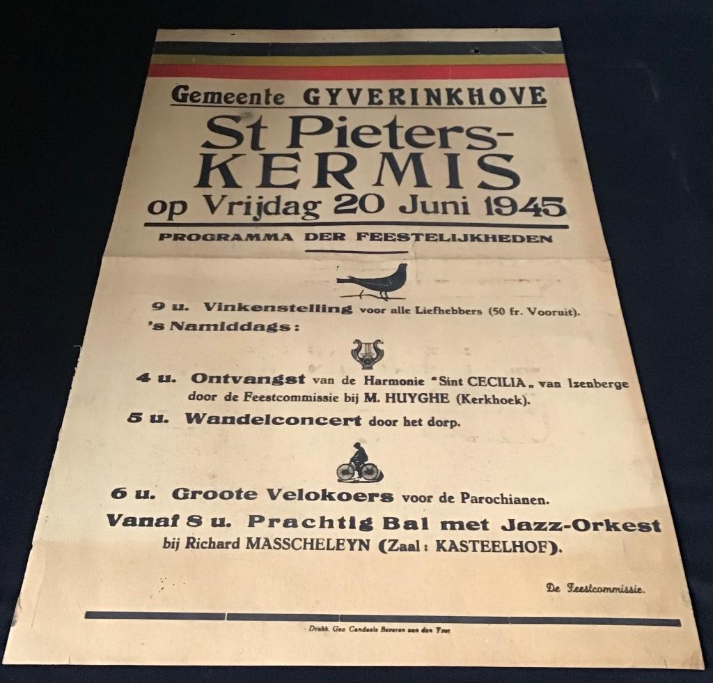 Oude affiche Gyverinckhove St- Pieters kermis - 1945, Ophalen of Verzenden, Gebruikt