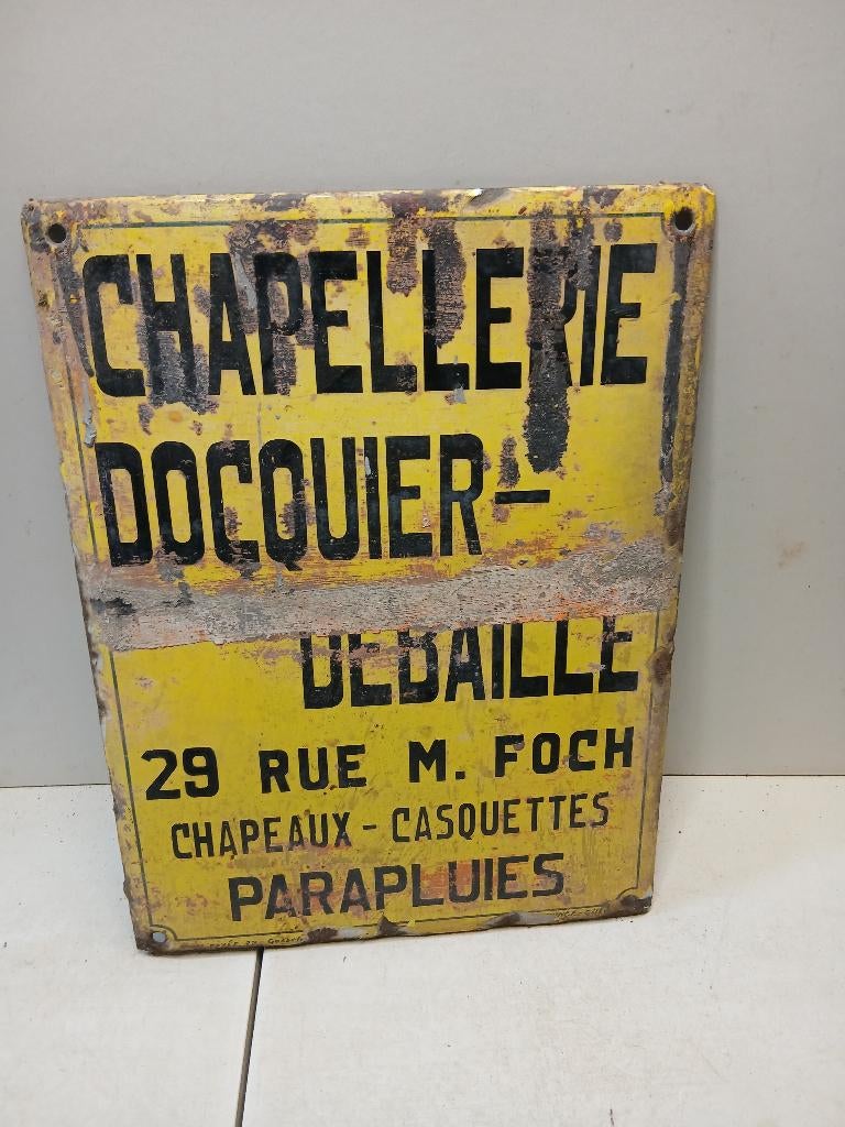 Ancienne plaque émaillée année 50, Enlèvement ou Envoi, Utilisé, Panneau publicitaire