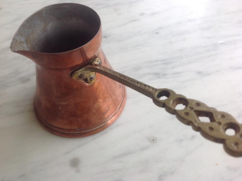 Koperen Theekopjes 6 stuks - kan en lepeltjes, Ophalen of Verzenden, Koper