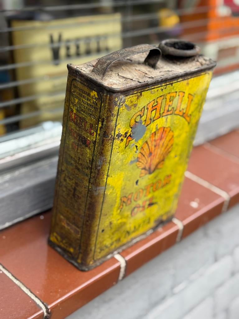 Huile moteur SHELL, vieux bidon d'huile, Collections, Marques & Objets publicitaires, Enlèvement ou Envoi, Utilisé, Emballage