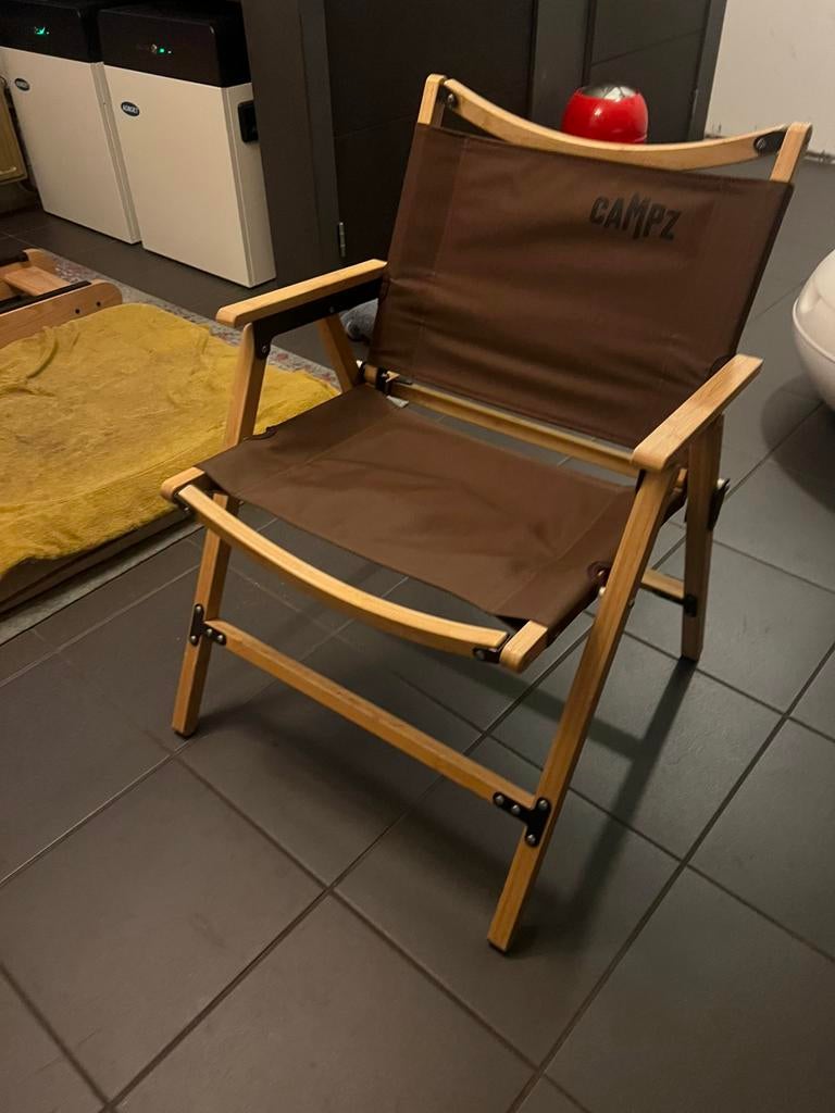 Campz nagano bamboe bruin campingstoel, vouwstoel, Ophalen, Zo goed als nieuw, Campingstoel