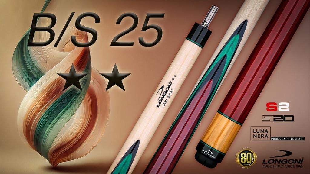 AKTIEPRIJS: Longoni B/S-25 keu VP2 en luna nera! OP VOORRAAD, Sports & Fitness, Billards & Billards américains, Neuf, Queue ou Boules