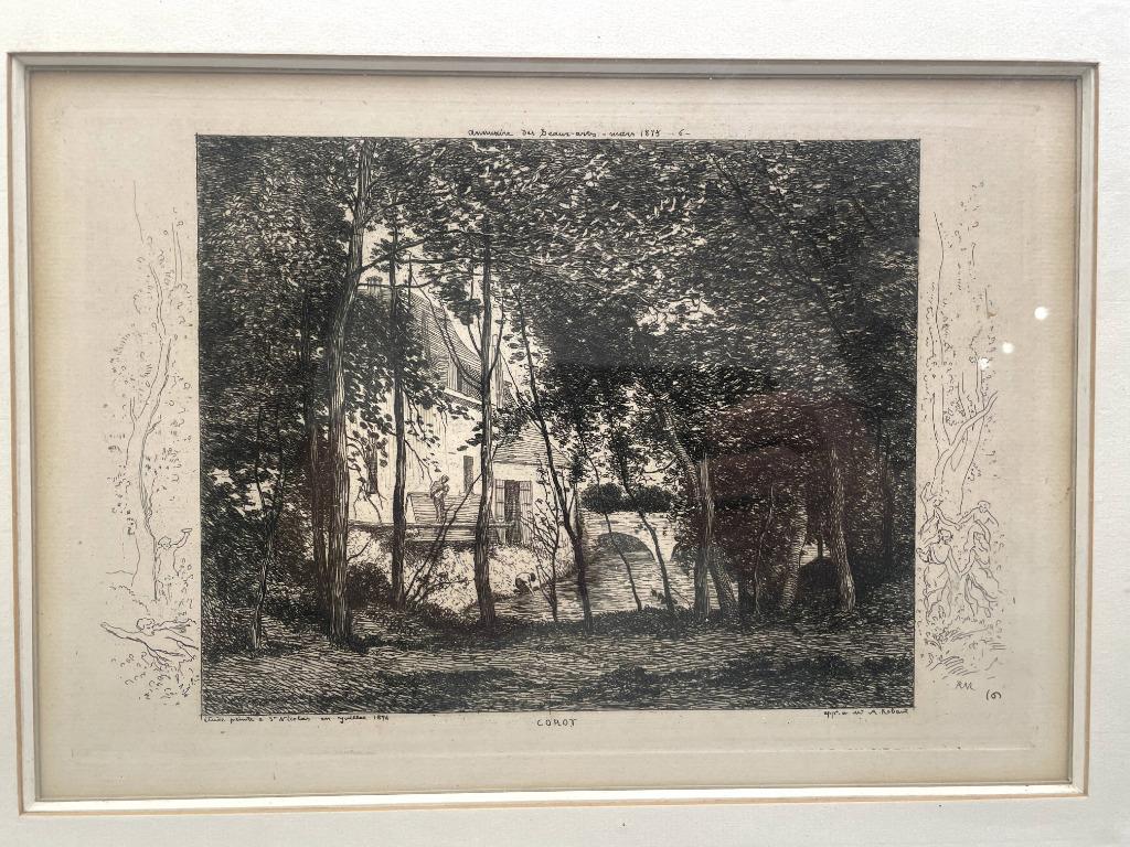 Jean-Baptiste-Camille Corot – Gravure étude peinte – 1874, Antiquités & Art, Enlèvement ou Envoi