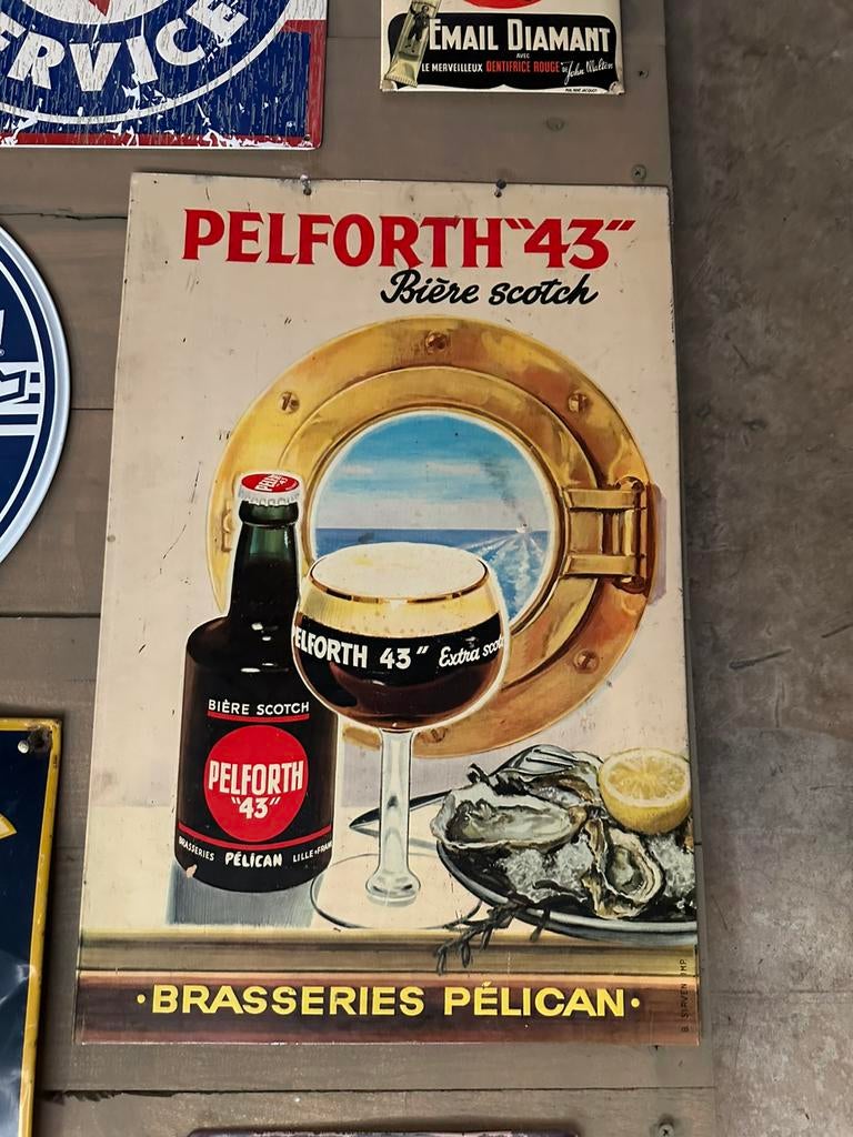 Antiek reclameplaatje — PELFORTH „43" — Scotch beer, Ophalen of Verzenden, Zo goed als nieuw, Reclamebord