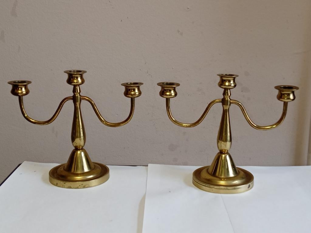 2 Candélabres en bronze doré, Antiquités & Art, Enlèvement ou Envoi, Bronze