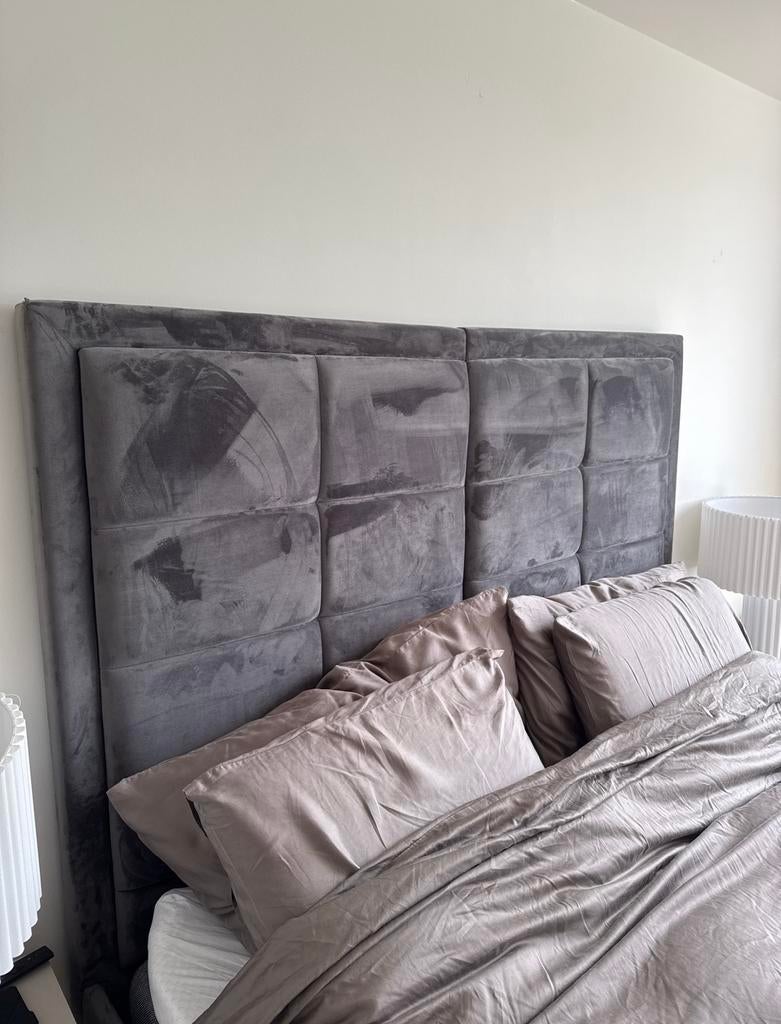 Bedframe anthraciet grijs velours T&T Design, Ophalen, Gebruikt