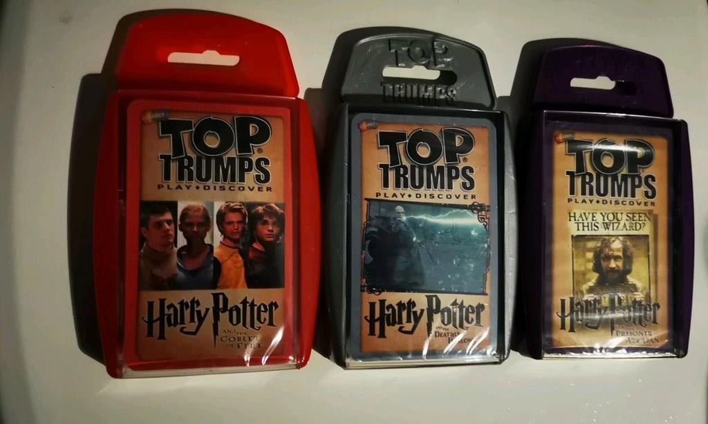 Harry Potter top trumps 3 stuks nog nieuw in de verpakking, Ophalen of Verzenden, Nieuw, Kwartet(ten)