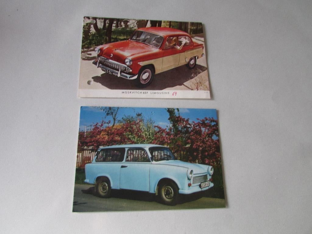 POSTKAARTEN : TRABANT 601 - MOSKVITCH 407, Enlèvement ou Envoi, 1960 à 1980, Non affranchie, Véhicule