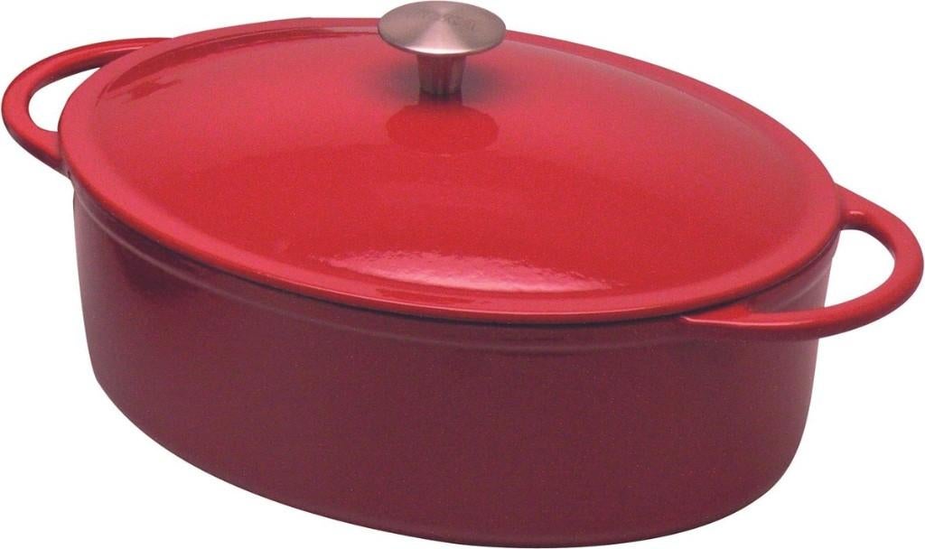Nieuw UITVERKOOP | BEKA Arome Braadpan Ovaal - Rood - 5,20L, Kookpan of Snelkookpan, Gietijzer, Nieuw, Ophalen of Verzenden