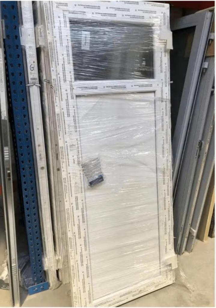 buitendeur kunsstof 1/4 glas, Doe-het-zelf en Bouw, Deuren en Vliegenramen, Gebruikt, Buitendeur, Glas, Ophalen