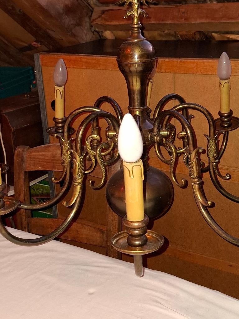 Ensemble lustre + 2 appliques style flamznd, Enlèvement, Utilisé, Métal, Flamand