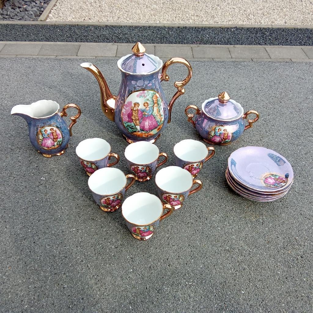 MOKKA SERVIESJE BLAUW, Ophalen of Verzenden