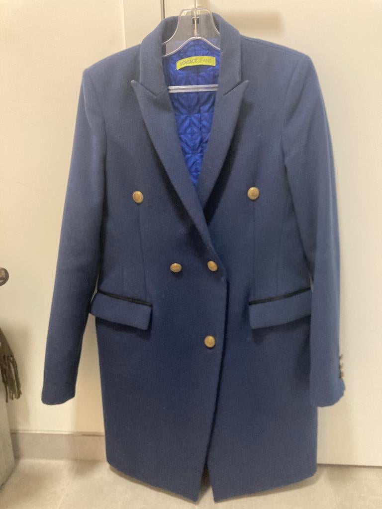 Mantel Versace m36-38 blauw, Ophalen, Maat 36 (S), Blauw