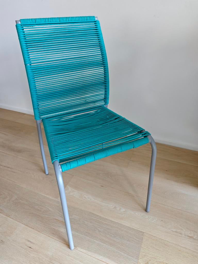 Lot de 8 chaises design style "Scoubidou" en cordage textile, Maison & Meubles, Chaises, Tissus, Comme neuf, Enlèvement, Cinq, Six Chaises ou plus